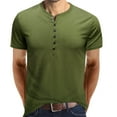 thumbnail image 1 of Yoodem Mens Shirts Men's T-shirts Bottoming Solid Top and Neck Color Shirt Summer Blouse Round Men's Short-sleeved Button Spring Men's Blouse Shirts for Men Green S, 1 of 5
