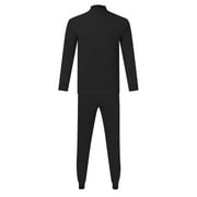 Yoodem Mens Thermals Top Bottom Set Thermals for Men Mens Spring Autumn and Winter Fashion Simple Solid Thermal Set Leggings Autumn Clothes Autumn Pants Thermal Underwear for Men Black L