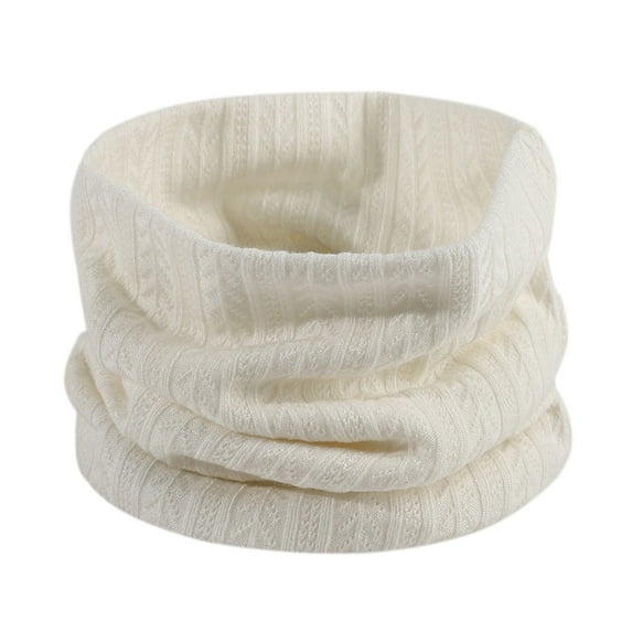 Yoodem Neck Warmer Winter Wool Knitted Neck Scarf Warm Scarf Mens and Womens Neck Scarf White One Size