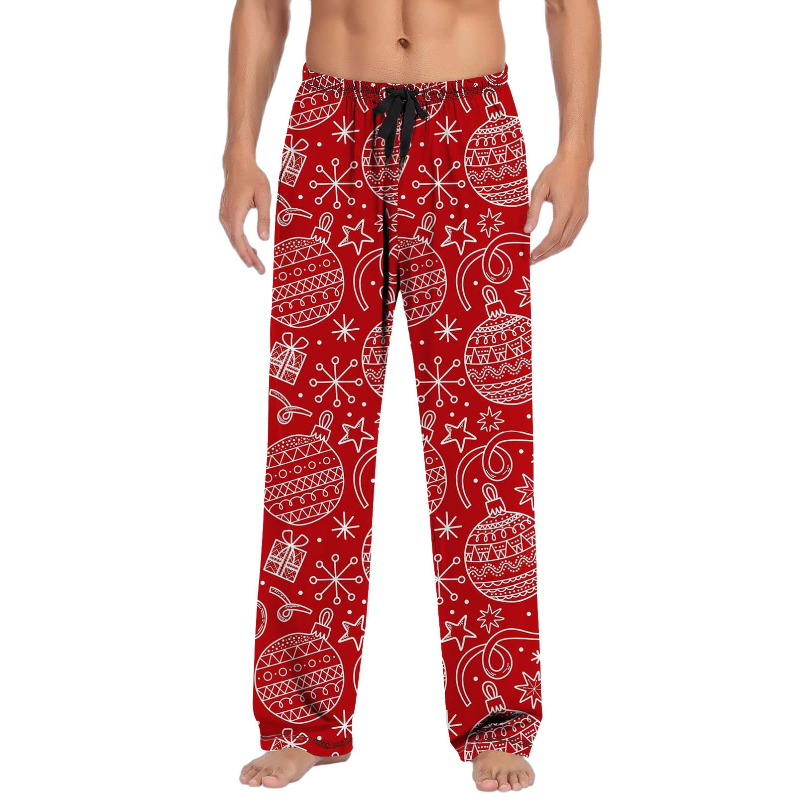 Yoodem Pj Pants Pajamas for Men Mens Christmas Mens Casual Pants Pajama Pants with Drawstring and Pockets Christmas Pajamas Red XXL