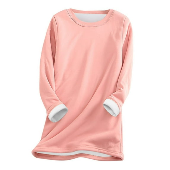 Yoodem Plus Size Tops for Women, Hoodie, Hoodies, Fleece Winter Underwear Thick Warm Top O Neck Velvet Sweatshirt Blouse, Hoodies for Women, Womens Plus Size Tops 1Pc Hoodie Watermelon Red S
