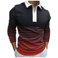 thumbnail image 1 of Yoodem Polo Shirts for Men Mens Shirts Men Fashion Loose Lapel Zipper 3d Digital Printing Long Sleeve Top T Shirt Top Men's T-shirts Wine XXL, 1 of 4