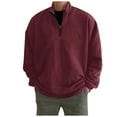thumbnail image 1 of Yoodem Polo Shirts for Men Mens Shirts Mens Zipper Long Sleeve Solid T Shirt Outdoor Pattern Top Men's T-shirts Red XXL, 1 of 5