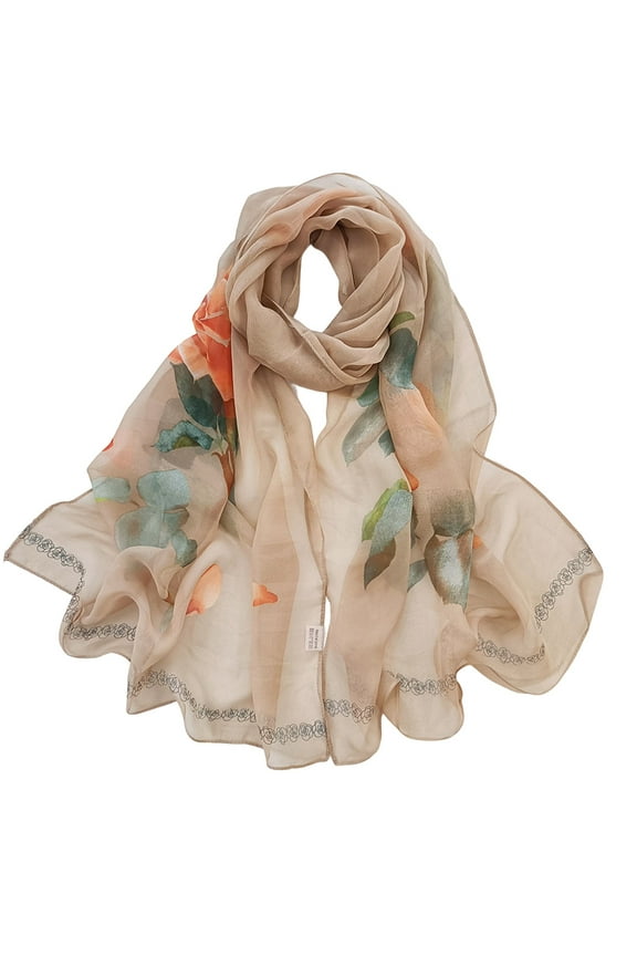 Scarf for Women Shawl Wraps for Women Scarfs for Women Lightweight Print Floral Pattern Scarf Shawl Fashion Scarves Shawls and for Spring Shawl Wraps for Women Khaki One Size