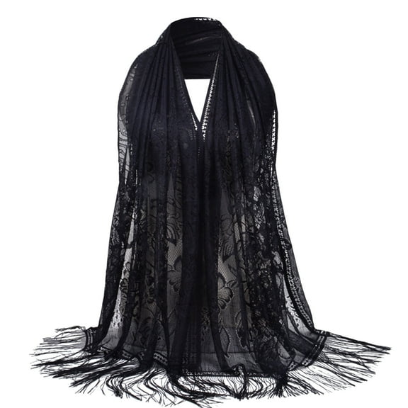 Yoodem Scarf for Women Shawl Wraps for Women Lace Hijab Scarf Long Hijabs Scarves Muslim Scarf Hijab Shawl Wraps for Women Black A