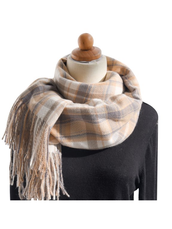 Scarf for Women Shawl Wraps for Women's Autumn and Winter Colorful Plaid Shawl Thickening Warm Fringe Scarf Scarves for Women Winter Warm A A