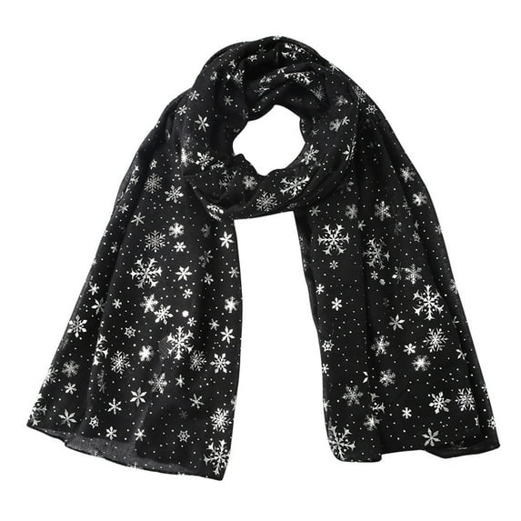 Yoodem Scarf for Women Silk Scarf for Women Ladies Winter Scarf Classic Christmas Snowflake Print Fashion Warm Scarf Satin Scarf Black One Size