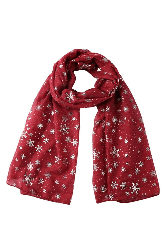 Scarf for Women Silk Scarf for Women Ladies Winter Scarf Classic Christmas Snowflake Print Fashion Warm Scarf Satin Scarf Red One Size