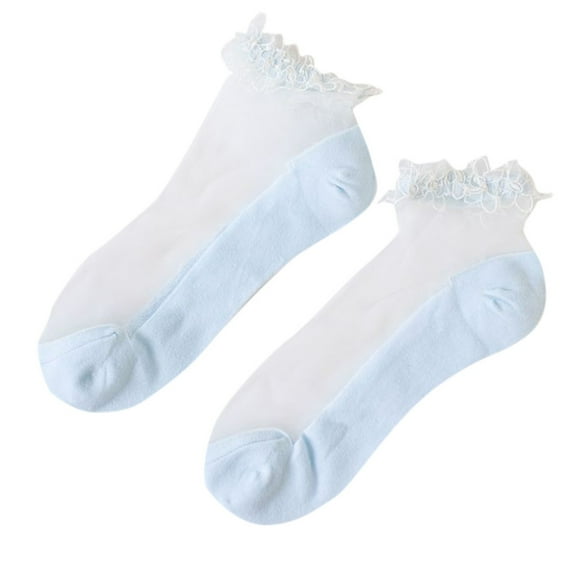 Yoodem Socks Fashion Summer Socks Transparent Sock Cute Casual Short Gift Women Silk Socks Blue One Size