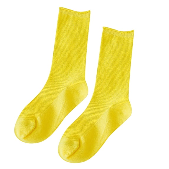 Yoodem Socks Women's Solid Autumn Socks Casual Cotton Socks Warm Socks Yellow One Size
