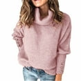 thumbnail image 1 of Yoodem Sweaters for Women Christmas Sweater Women Plus Size Long Sleeve Knitted Sweater Casual Turtleneck Loose Pullovers Cropped Sweaters for Women Pink XXL, 1 of 3