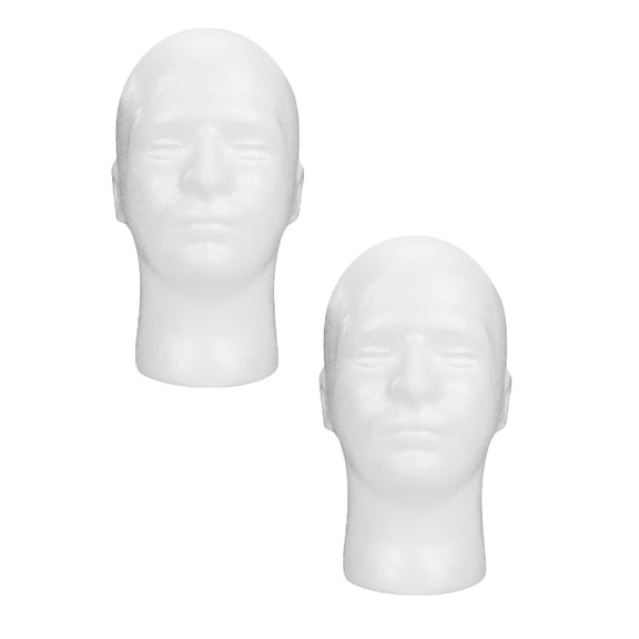 Yoofe 2 Pack Men Mannequin Head Model for Wigs Hats Scarves Lightweight Display Dummy Foam Head for Salon Store Home Use Smooth Touch Convenient Design
