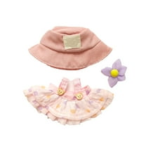 Yoofe 3 Piece Set Applies to 17cm/6.7in Doll Clothes - Accessories for 17cm Dolls Clothes – No Doll Included – Clothes for Dolls Outfit - Hat   Headwear   Dress Doll Clothes Set (Pink)