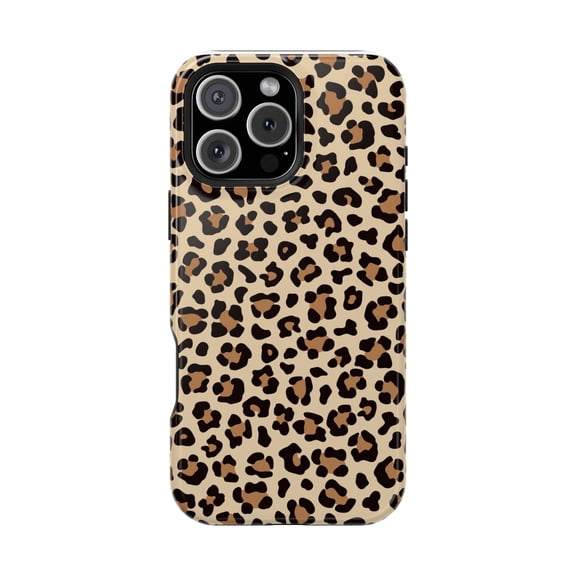 Yoofine Leopard Print MagSafe Tough Case for iPhone, Tan Brown Cheetah