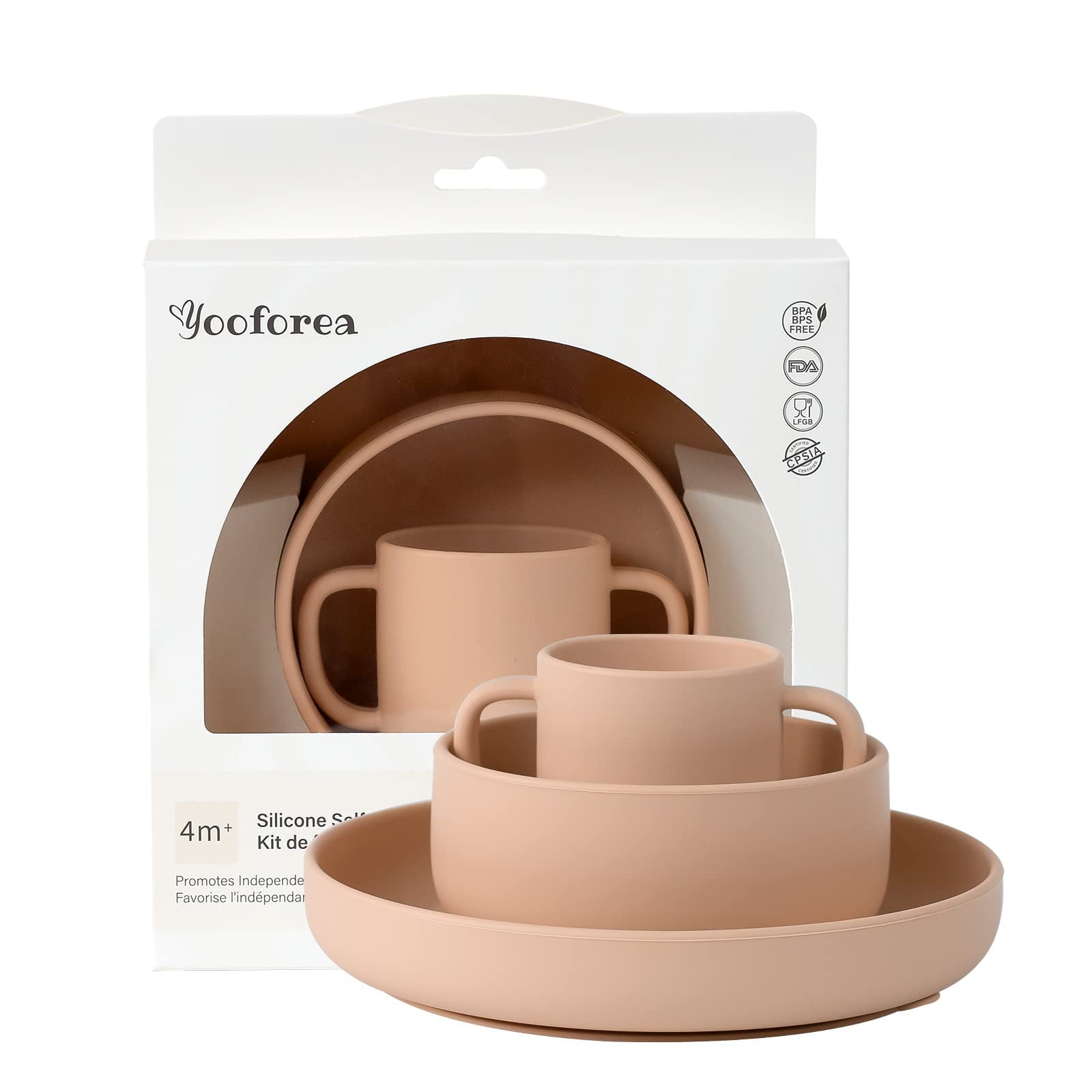 YOOFOREA Baby Led Weaning Supplies I Toddler Infant Baby Essentials First Stage I Baby Feeding Set - Tiny Cup, Suction Bowl & Plate I 100% Platinum Food Grade Silicone I