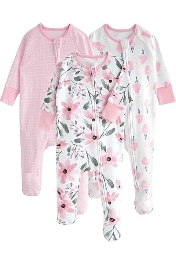Baby Pajamas 100% Organic Cotton Baby Sleepers for Newborn Boys Girl Clothes 3pcs Footed PJs