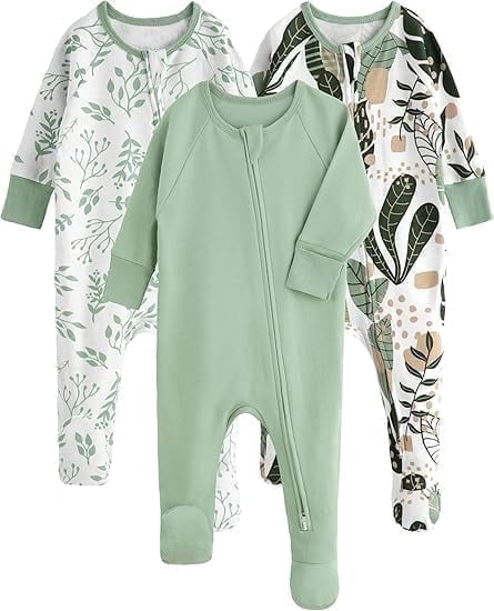 Yoofoss Baby Pajamas 100% Organic Cotton Baby Sleepers for 0-3 Months Boys Girl Clothes 3pcs Footed PJs