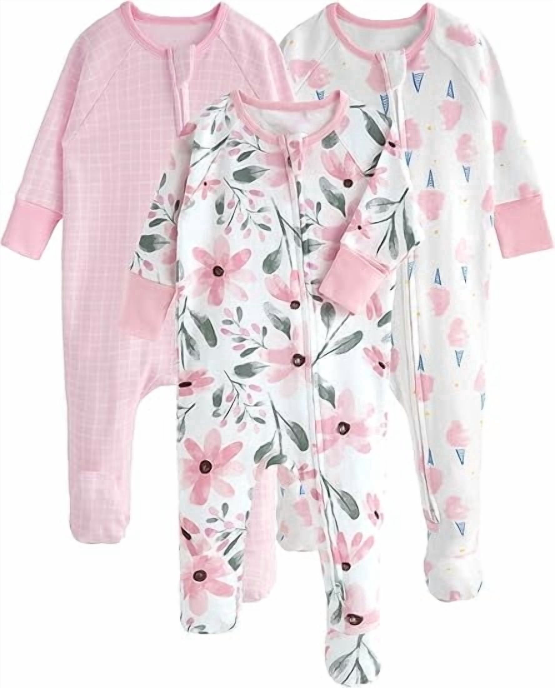 Yoofoss Baby Pajamas 100% Organic Cotton Baby Sleepers for 0-3 Months Boys Girl Clothes 3pcs Footed PJs