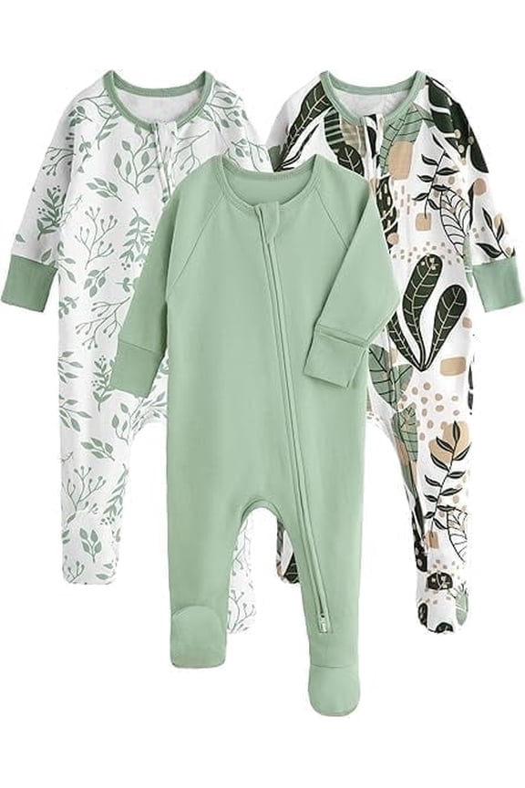 Baby Pajamas 100% Organic Cotton Baby Sleepers for Newborn 0-3 3-6 6-9 Months Boys Girl Clothes 3pcs Footed PJs