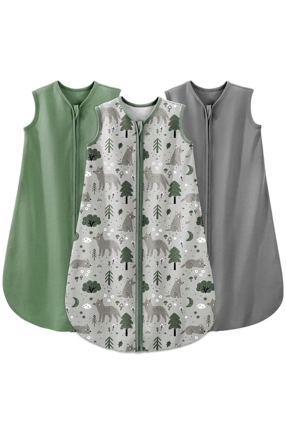 Baby Sleep Sack 0-6 Months Wearable Blanket for Babies 100% Organic Cotton 2-Way Zipper TOG 0.5 Toddler Sleeping Sack 3 Pack, Sleep Sacks