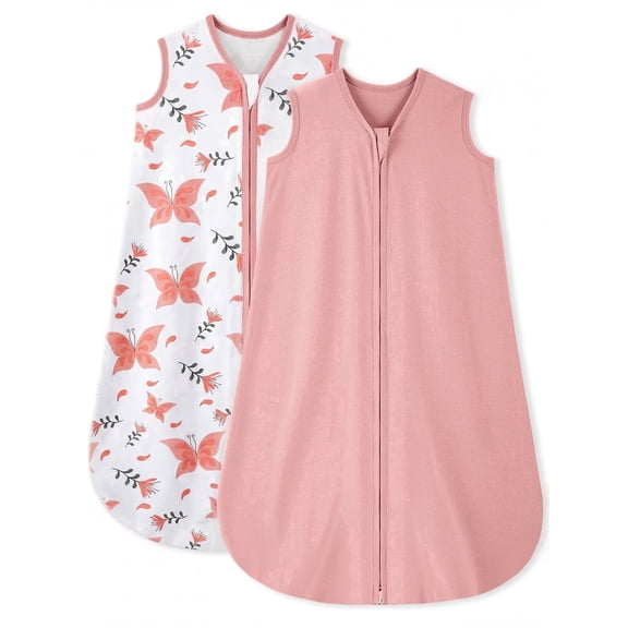 Yoofoss Baby Sleep Sack 0-6 Months Wearable Blanket for Babies 100% Organic Cotton 2-Way Zipper TOG 0.5 Toddler Sleeping Sack 2 Pack, Sleep Sacks