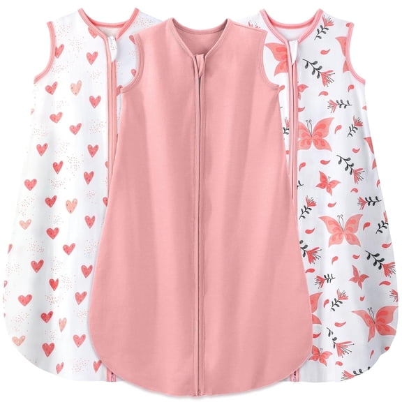 Yoofoss Baby Sleep Sack 12-18 Months Wearable Blanket for Babies 100% Organic Cotton 2-Way Zipper TOG 0.5 Toddler Sleeping Sack 3 Pack, Sleep Sacks