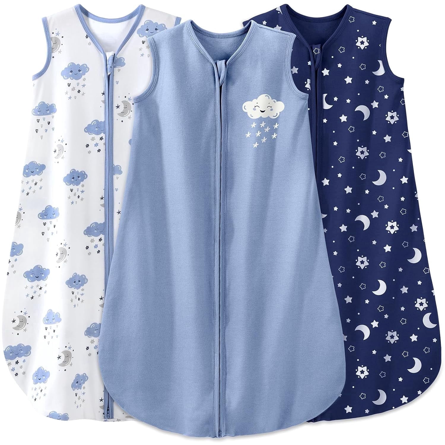 Yoofoss Baby Sleep Sack 6-12 Months Wearable Blanket for Babies 100% Organic Cotton 2-Way Zipper TOG 0.5 Toddler Sleeping Sack 3 Pack, Sleep Sacks