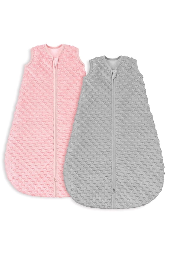 Fleece Baby Sleep Sack 6-12 Months with Plush Dots, TOG 1.5 Baby Wearable Blanket with 2-Way Zipper, Cotton Toddler Sleep Sack Fleece