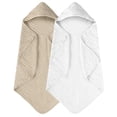 thumbnail image 1 of Yoofoss Hooded Baby Towels for Newborn 2 Pack 100% Muslin Organic Cotton Baby Bath Towel with Hood for Babies, Infant, Toddler and Kids, 32x32Inch, Soft and Absorbent Newborn Essential, 1 of 10