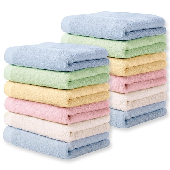 YOOFOSS Luxury Bamboo Baby Washcloths Towel Set 12 Pack 10x10inch Face towels for Bathroom-Hotel-Spa-Kitchen Multi-Purpose Fingertip Towels & Hand Towels