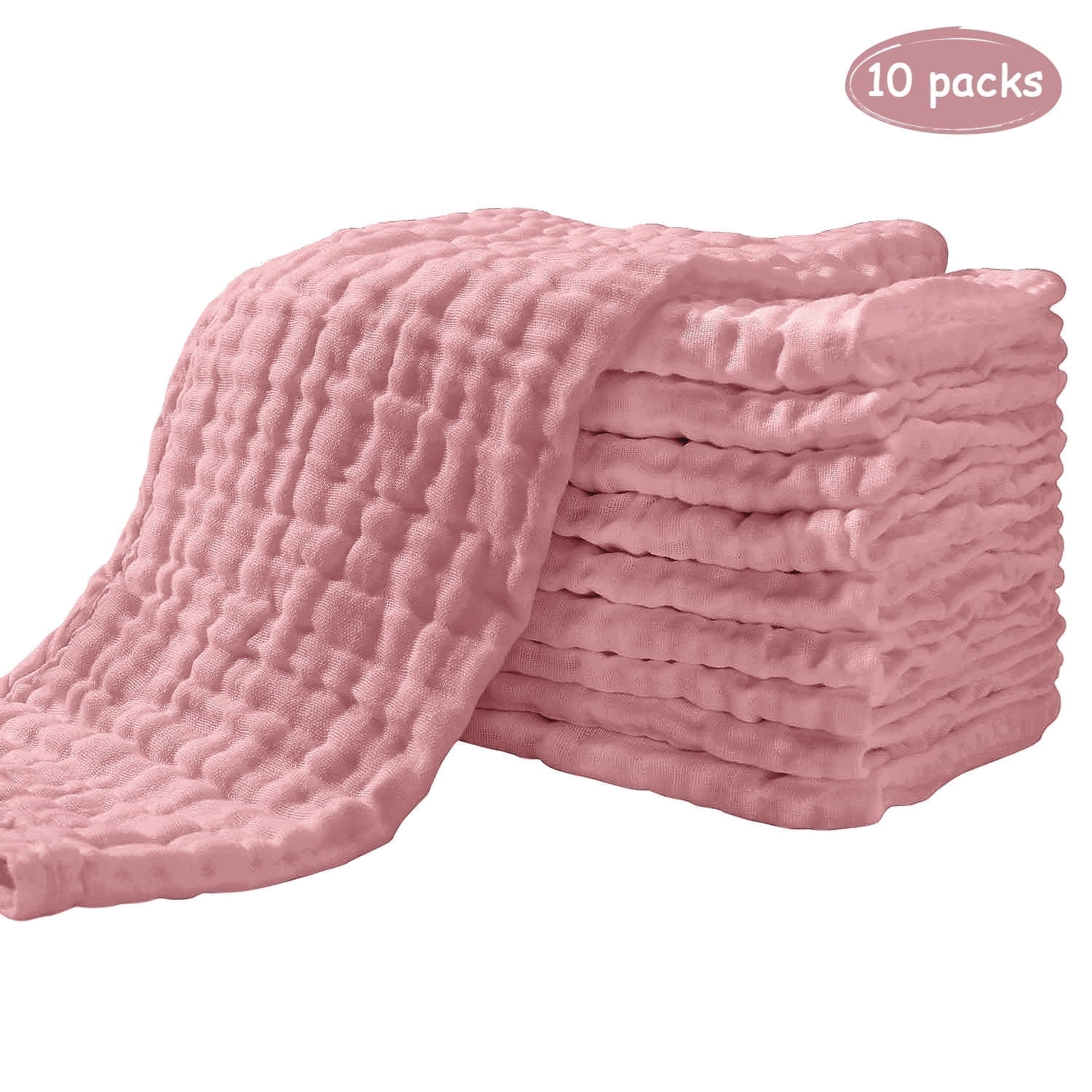 Yoofoss Muslin Burp Cloths for Baby 10 Pack 100% Organic Cotton Baby Washcloths for Boys Girls Large 20''X10'' Super Soft and Absorbent Bean Paste