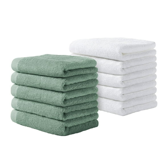 Yoofoss Luxury Washcloths Towel Set 10 Pack Baby Wash Cloth for Bathroom-Hotel-Spa-Kitchen Multi-Purpose Fingertip Towels & Face Cloths Green