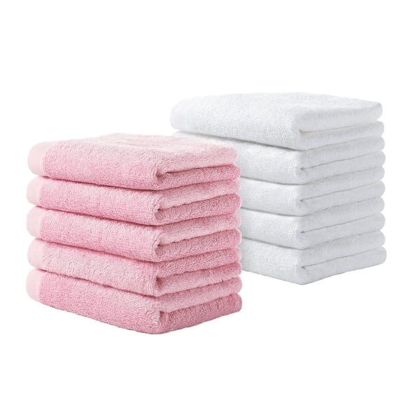 Yoofoss Luxury Washcloths Towel Set 10 Pack Baby Wash Cloth for Bathroom-Hotel-Spa-Kitchen Multi-Purpose Fingertip Towels & Face Cloths Pink