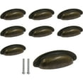 thumbnail image 1 of Yoohey 8Pack 3.5" Hole Center Vintage Farmhouse Style Pulls Cup Pull Handles, Flat Bronze Cabinet Cup Pulls for Cabinet Dresser Drawer Bin, Bronze, 1 of 7