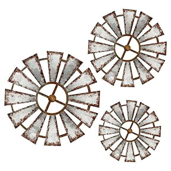 Yookeer Wood Windmill Wall Sculpture, 3 Count