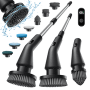 Yooken Electric Spin Scrubber, Cordless Bathroom Cleaning Brush, Power Scrubber with Extension Handle & 8 Replaceable Heads for Shower Tub Tile Floor