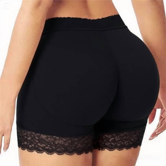 Yookey Women Butt Lifter High Waist Padded Hip Enhancer Underwear Seamless Lace Body Shaper Firm Control Boyshorts Black XXXL