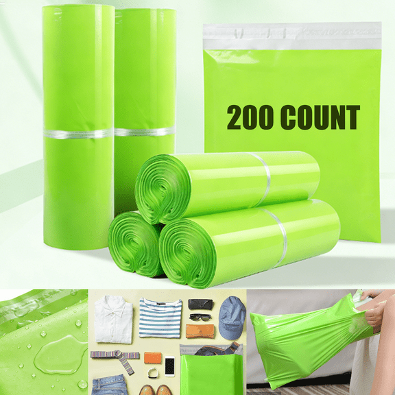 Yookia 12x15.5 Inch Poly Mailers 200 Pcs, Self Seal Shipping Bags Tear-Proof Waterproof, Mailing Poly Bags for Clothing, Shoes, Books, E-commerce Packaging,Small Busniess(Green)
