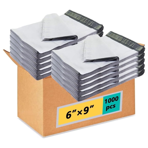 Yookia 6x9 inch Poly Mailers 1000 Pcs – Tear-Proof, Self-Sealing, Waterproof Shipping Bags for Clothing & E-commerce Packaging (Classic White)