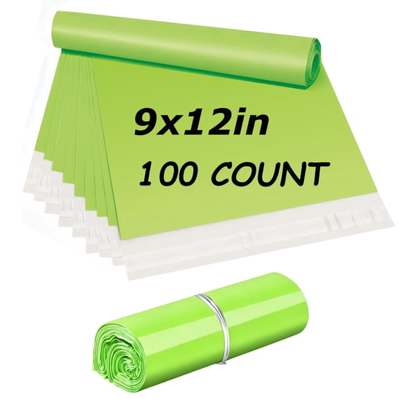 Yookia 9x12 Inch Poly Mailers 100 Pcs – Tear-Proof, Self-Sealing, Waterproof Shipping Bags for Clothing & E-commerce Packaging (Green)