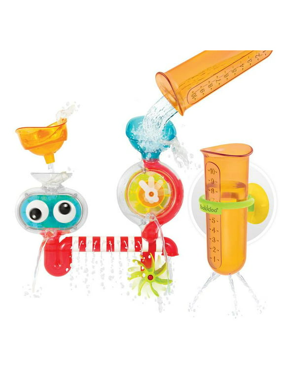Yookidoo Baby Bath Toy - Spin 'N' Sprinkle Transparent Water Lab - Spinning Gear and Googly Eyes for Toddler or Baby Bath Time Sensory Development - Attaches to Any Size Tub Wall (1-3 Years)