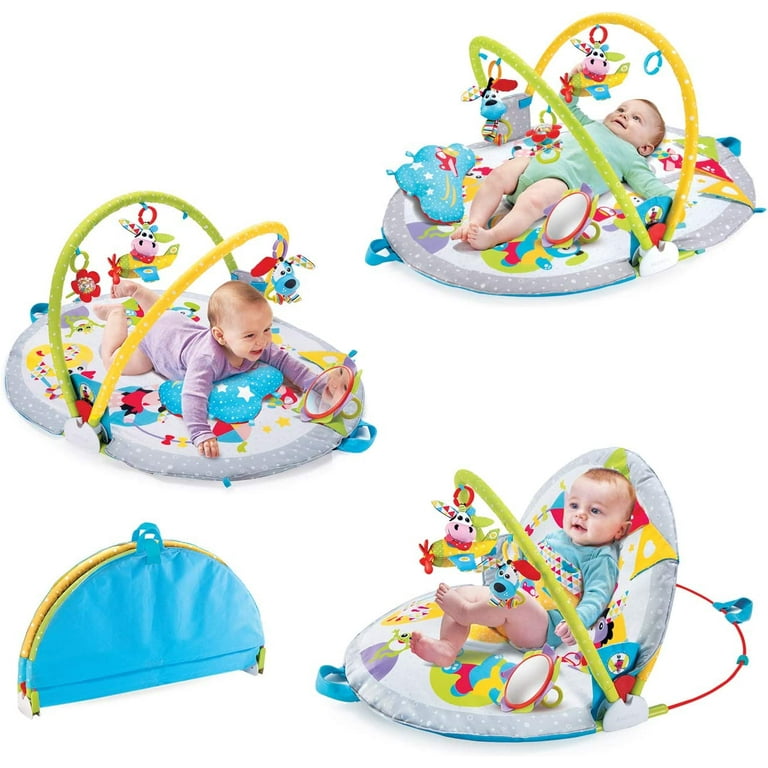 Yookidoo Baby Gym Lay to Sit Up Playmat. 3 in 1 Newborns Activity Center with Tummy Time Toys Pillow Infant Miror. Month