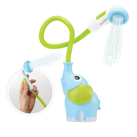 Yookidoo Elephant Baby Shower™ - Blue Elephant Water Pump and Trunk Spout Rinser - for Newborn Babies in Tub Or Sink