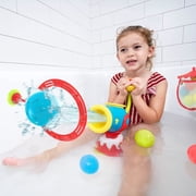 Yookidoo Toddler Bath Toy - Water Cannon Ball Blaster Shooting Game for Bathtub - 5 Balls Plus Target Hoop , Kinetic Hand-Powered Pump Ages 3-6
