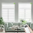 thumbnail image 1 of Yoolax Motorized Zebra Blinds Light Filtering Dual Layer Sheer Blinds Cordless Roller Shade(80% Shading White,49"W x 72"H), 1 of 6