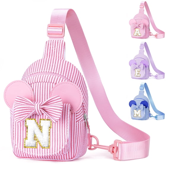 Yoolife Initial Backpack for Women, Travel Crossbody Bags for Her, Cute Sling Gift Bag, Birthday Gifts for Women, Travel Essentials, Pink, N