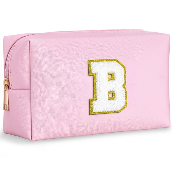 Yoolife Initial Travel Essentials Makeup Bag Skin Care Clear Toiletry Bag Pouch Cosmetic Bag Case Personalized Birthday Gifts for Women