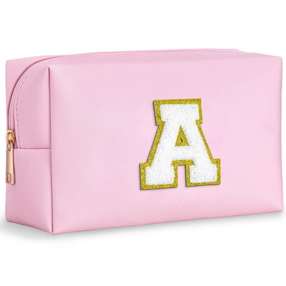 Yoolife Initial Travel Essentials Makeup Bag Skin Care Clear Toiletry Bag Pouch Cosmetic Bag Case Personalized Birthday Gifts for Women