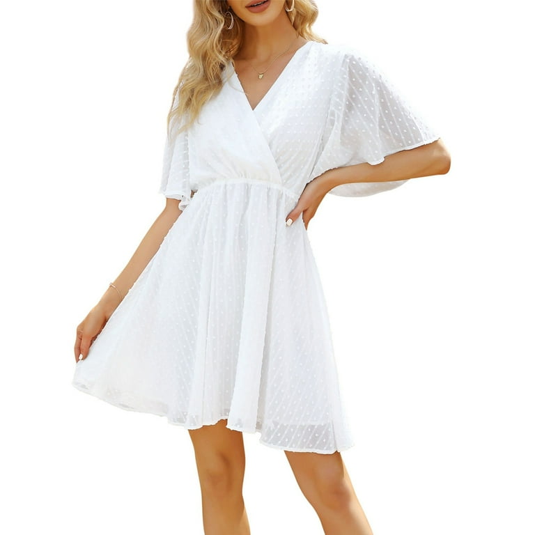 Women's polka dot ruffled V-neck dress Women's polka dot ruffled V-neck dress