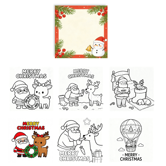 Yooma 100 Sheets Anti-Bleed Christmas Memo Pads: Thickened Paper, Random Non-Repeat Coloring Patterns, Sticky Notes